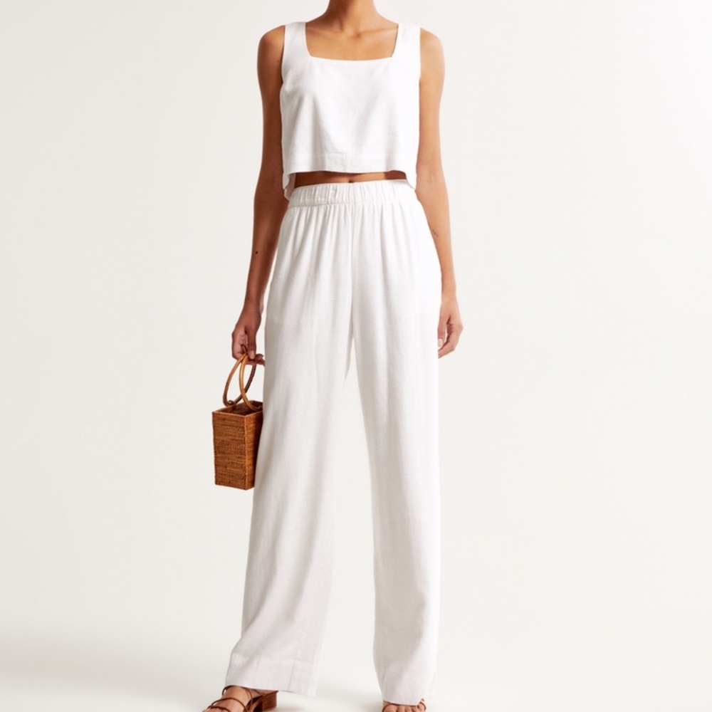 Abercrombie & Fitch White Linen Pull on Pants